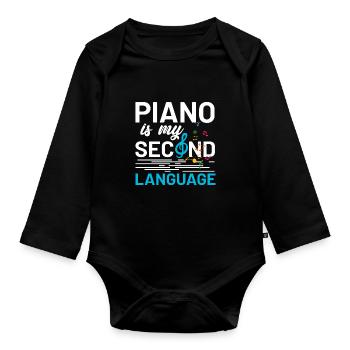 Piano music piano - Organic Longsleeve Baby Bodysuit - black - Front
