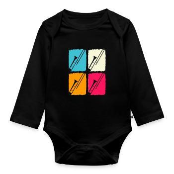 Posaune - Baby Bio-Langarm-Body - Schwarz - Vorne