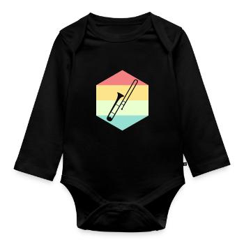 Posaune - Baby Bio-Langarm-Body - Schwarz - Vorne