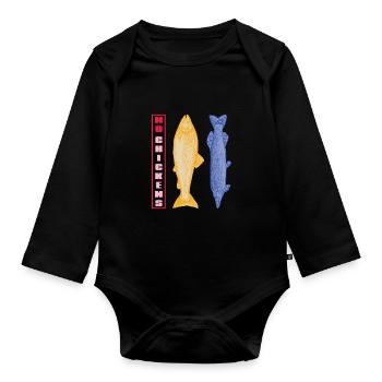 Fish fishing - Organic Longsleeve Baby Bodysuit - black - Front