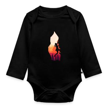 Climbing climber mountaineering - Organic Longsleeve Baby Bodysuit - black - Front