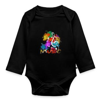 Clef musician music classical music - Organic Longsleeve Baby Bodysuit - black - Front