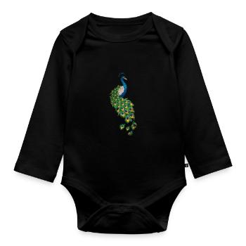 Pfau Tierliebhaber - Baby Bio-Langarm-Body - Schwarz - Vorne