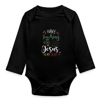 Jesus believer - Organic Longsleeve Baby Bodysuit - black - Front