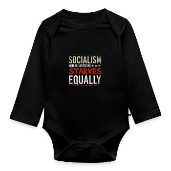 Anti-socialisme - Body Bébé bio manches longues - noir - Devant