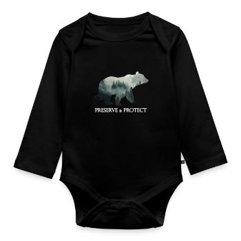 Preserve & Protect Climate Change Bear Forest - Baby Bio-Langarm-Body - Schwarz - Vorne