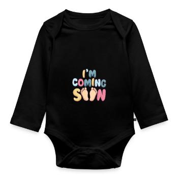 Baby Coming Soon Baby Surprise Baby Announcement - Body Bébé bio manches longues - noir - Devant
