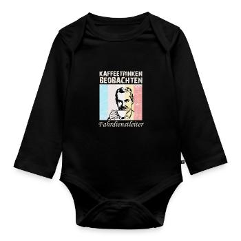 Fahrdienstleiter Spruch Kaffee - Baby Bio-Langarm-Body - Schwarz - Vorne