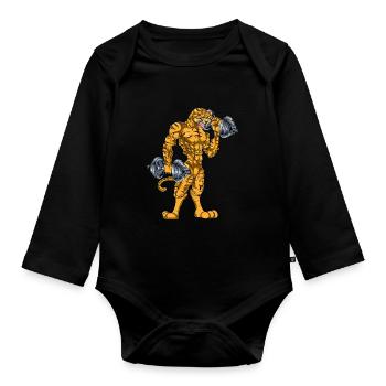 Tiger biceps - Organic Longsleeve Baby Bodysuit - black - Front