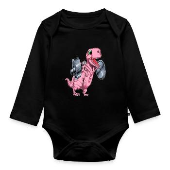 Tyrannosaurus Kniebeuge - Baby Bio-Langarm-Body - Schwarz - Vorne