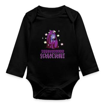 Einhorn Offizielles Schlafshirt Morgenmuffel - Baby Bio-Langarm-Body - Schwarz - Vorne