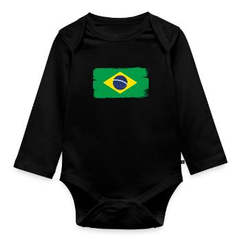 Drapeau Brésil Drapeau brésilien Amérique du Sud - Body Bébé bio manches longues - noir - Devant