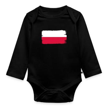 Pologne Drapeau utilisé Look Polska Drapeau polonais - Body Bébé bio manches longues - noir - Devant