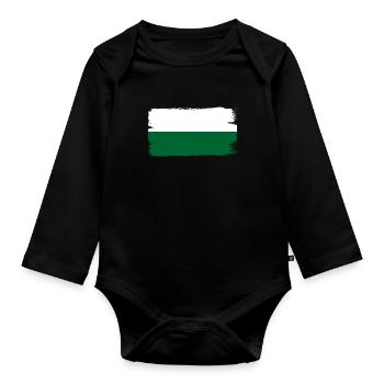 Sachsen Flagge Sächsische Fahne Ossi Urlaub SN - Baby Bio-Langarm-Body - Schwarz - Vorne