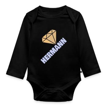 Diamant Précieux Noble Style Hermann - Body Bébé bio manches longues - noir - Devant