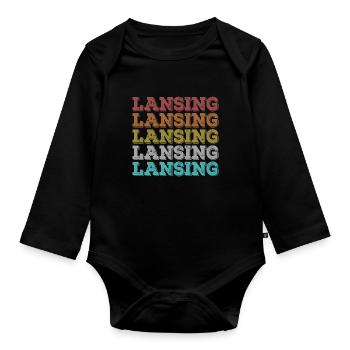 Lansing, Michigan, MI Athletic, États-Unis - Body Bébé bio manches longues - noir - Devant
