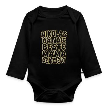 Saint-Nicolas comme dicton - Body Bébé bio manches longues - noir - Devant