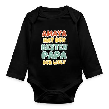 Gift for Amaya - Organic Longsleeve Baby Bodysuit - black - Front