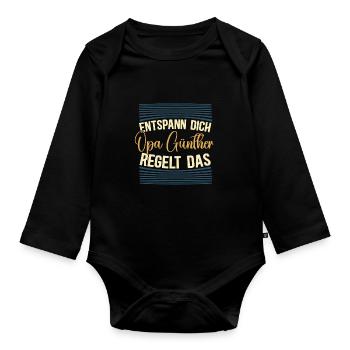 Entspann dich Opa Günther regelt das - Baby Bio-Langarm-Body - Schwarz - Vorne