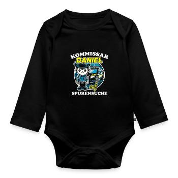 Kommissar Daniel Spurensuche - Baby Bio-Langarm-Body - Schwarz - Vorne
