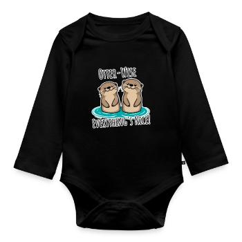 Everything Nice Otter-Wise! Otter mäßig gut alles! - Baby Bio-Langarm-Body - Schwarz - Vorne