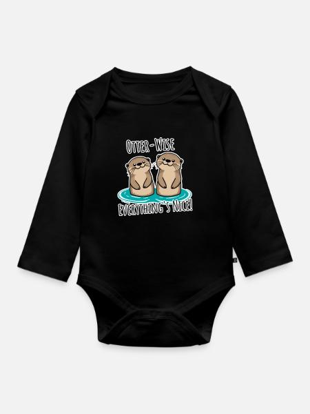 Everything Nice Otter-Wise! Otter mäßig gut alles! - Baby Bio-Langarm-Body - Schwarz
