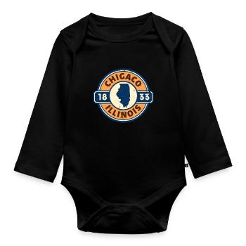 Vintage Chicago Illinois Est. 1833 Souvenir - Organic Longsleeve Baby Bodysuit - black - Front