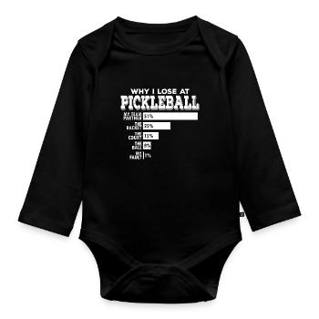 Pickleball Double Pourquoi Je Perds Drôle Jeu De Mots Dire - Body Bébé bio manches longues - noir - Devant