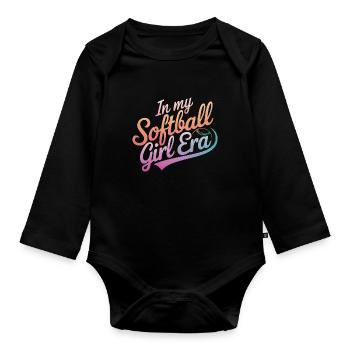 Softball Sports Joueur de softball - Body Bébé bio manches longues - noir - Devant
