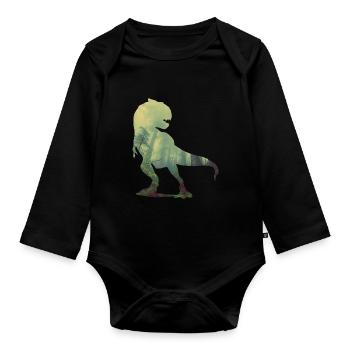 Tyrannosaurus - Organic Longsleeve Baby Bodysuit - black - Front