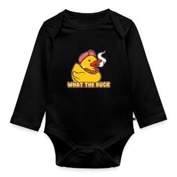 Rubber Duckie What The Duck Lover - Baby Bio-Langarm-Body - Schwarz - Vorne