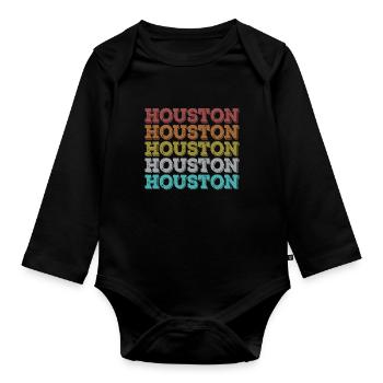 Houston Rétro - Body Bébé bio manches longues - noir - Devant