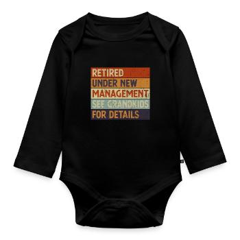 Vintage Retired Under New Management See - Baby Bio-Langarm-Body - Schwarz - Vorne