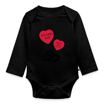 willst du mich heiraten - Baby Bio-Langarm-Body - Schwarz - Vorne