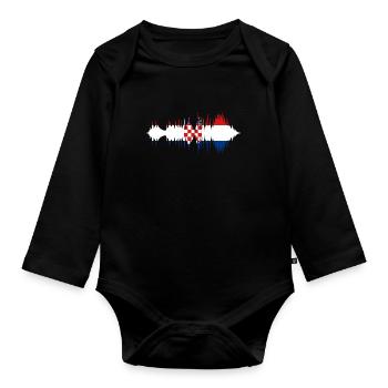 Drapeau de la Croatie Adriatique Zagreb Drapeau croate - Body Bébé bio manches longues - noir - Devant