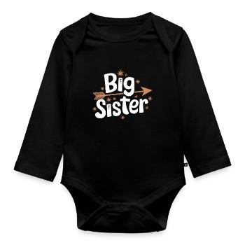 Sœur, Frère ou sœur, Famille - Body Bébé bio manches longues - noir - Devant