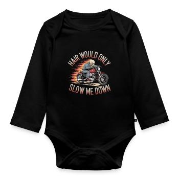 Motard chauve crâne motard graphique drôle - Body Bébé bio manches longues - noir - Devant