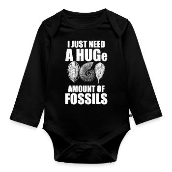 Fossil collectors | Geologists Fossils Gift Idea - Organic Longsleeve Baby Bodysuit - black - Front