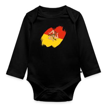 Drapeau de la Sicile Italie Palerme Trinacria Italia - Body Bébé bio manches longues - noir - Devant