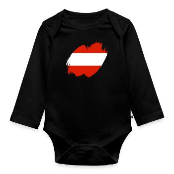 Drapeau de l’Autriche Drapeau autrichien AT - Body Bébé bio manches longues - noir - Devant