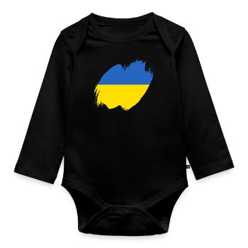 Ukraine Flag Vintage Ukrainian Flag Used Look - Organic Longsleeve Baby Bodysuit - black - Front