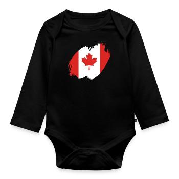 Drapeau du Canada Feuille d’érable Drapeau canadien Canada - Body Bébé bio manches longues - noir - Devant