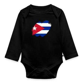 Cuba Flag Caraïbes Vacances Cuba Voyage La Havane - Body Bébé bio manches longues - noir - Devant