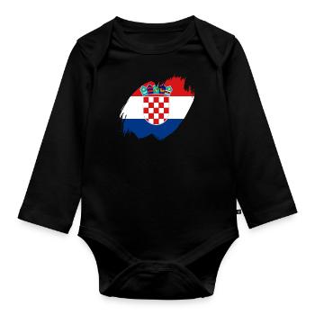 Croatie Drapeau Adriatique Zagreb Drapeau croate - Body Bébé bio manches longues - noir - Devant