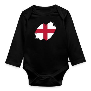 England Flag Vintage English Flag Used Look - Organic Longsleeve Baby Bodysuit - black - Front