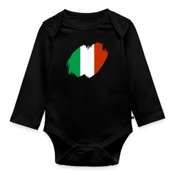 Italie Drapeau Vintage Drapeau Italien Occasion Look - Body Bébé bio manches longues - noir - Devant