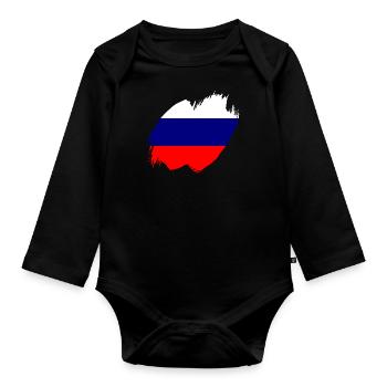 Drapeau de russie Vintage Drapeau russe d’occasion Look - Body Bébé bio manches longues - noir - Devant