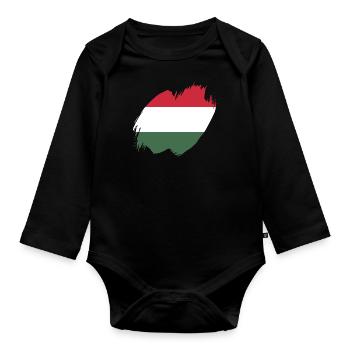 Ungarn Flagge Ungarische Fahne Balaton Hungary - Baby Bio-Langarm-Body - Schwarz - Vorne