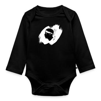 Korsika Flagge Korsika Fahne Corsica Korsischen - Baby Bio-Langarm-Body - Schwarz - Vorne