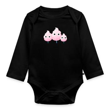 Zuckerwatte,Familie,Zucker,pink - Baby Bio-Langarm-Body - Schwarz - Vorne